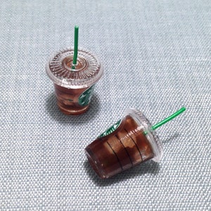 2 Miniature Dollhouse Iced Americano Mugs Cups Clear Plastic Ice Coffee Cup Drinks Glasses Cute Tiny Small Supply Food Drink Jewelry 1/12