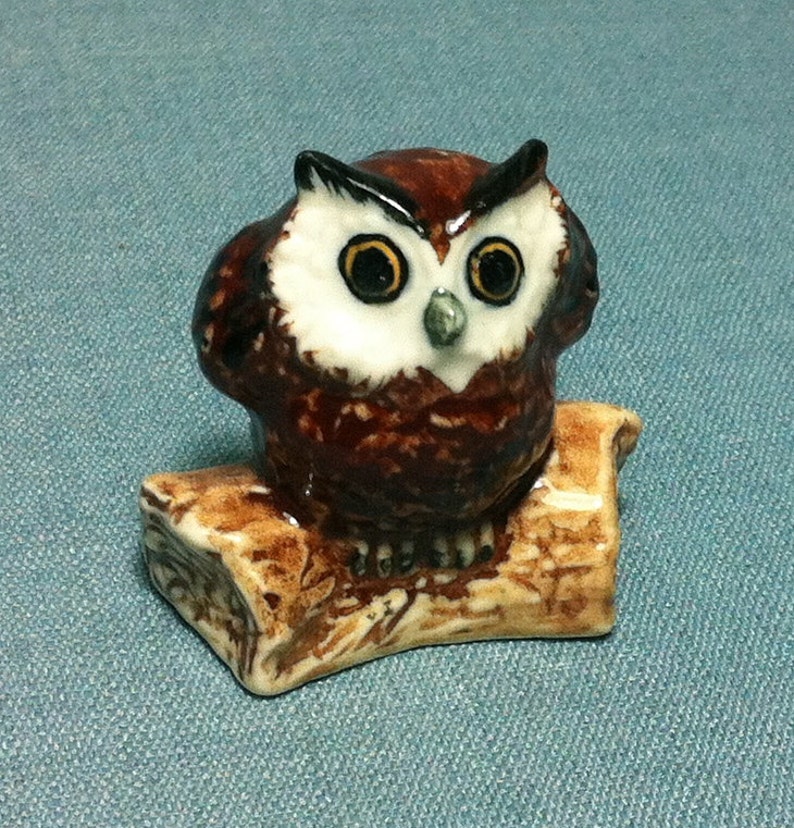 Miniature Ceramic Owl Wood Log Bird Animal Cute Little Tiny - Etsy