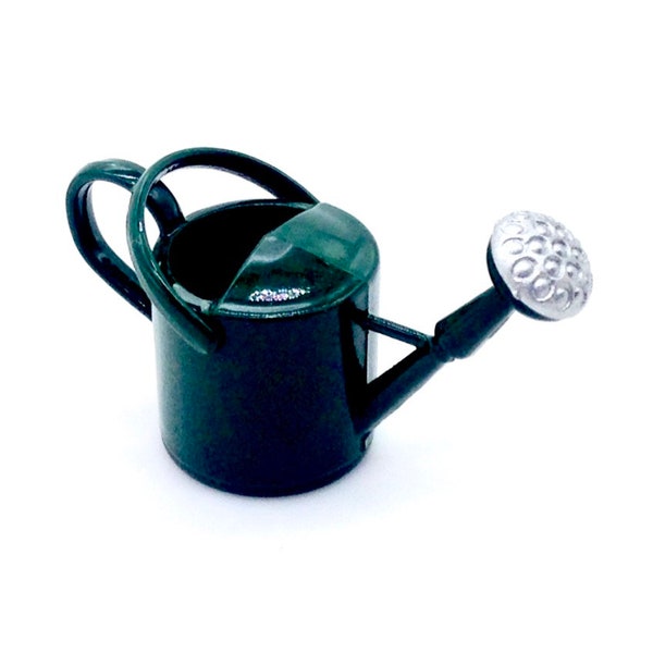 Green Watering Can Miniature Dollhouse Accessory Metal Supply Cute Small Flowers Garden Farm Tiny Display Decor Diorama Decoration Deco 1/12