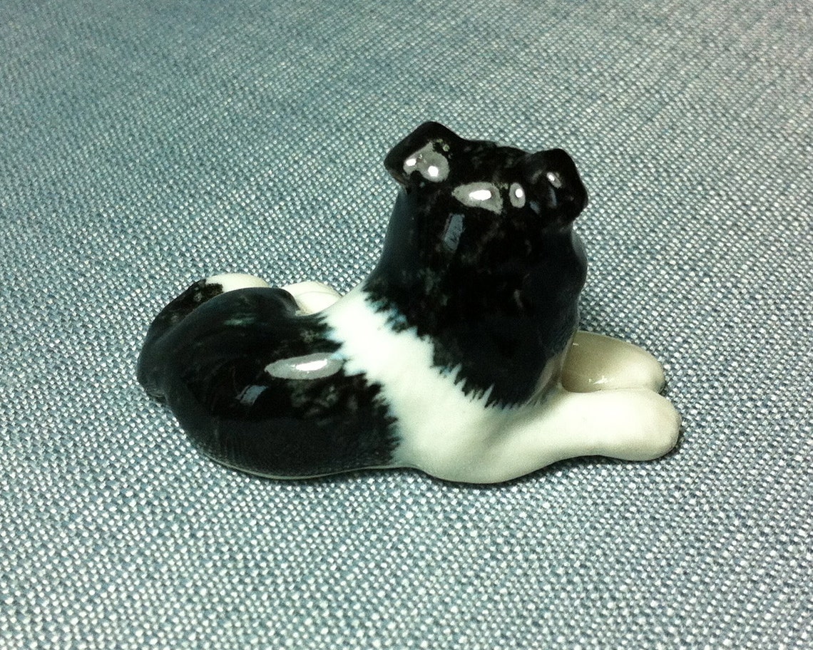 Miniature Ceramic Border Collie Dog Sitting Animal Funny Cute - Etsy