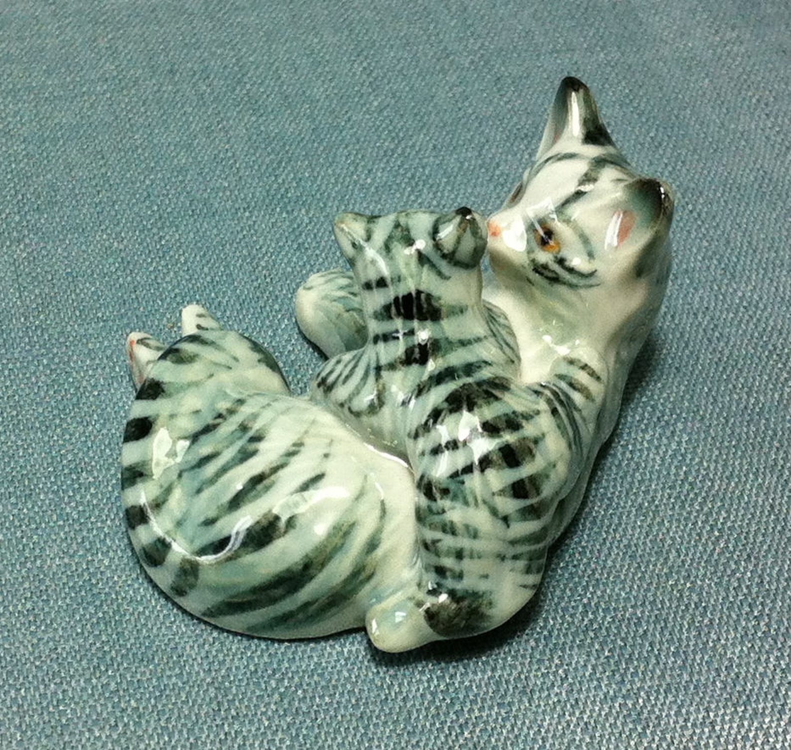 Miniature Ceramic Cats Cat Family Kitty Animal Little Small Etsy