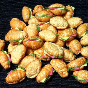 20 Miniature Ham Cheese Salad Croissants Clay Polymer Bread Bakery Snack Cute Little Tiny Small Dollhouse Sandwich Supply 1/12 Food Jewelry