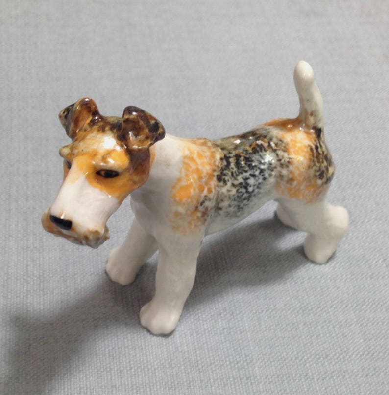 Miniature Ceramic Fox Terrier Dog Animal Cute Little Small Etsy