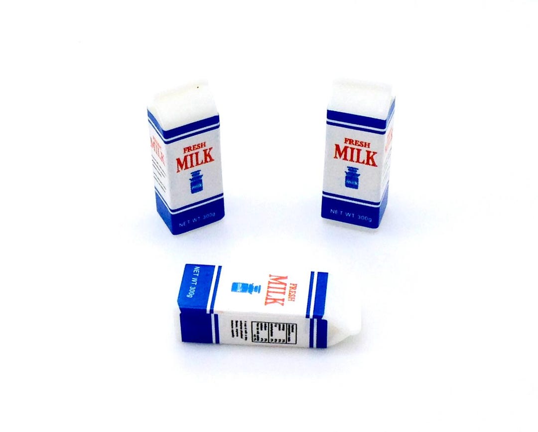 Milka Mini Box 3 Miniature Dollhouse Milk Boxes Packs Small Packets Set Plastic Drinks ...