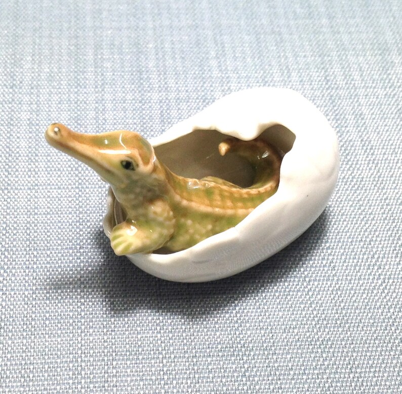 Miniature Ceramique Crocodile Bebe Reptile Oeuf Animal Mignon Etsy