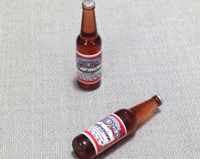 2 Miniature Dollhouse Beer Plastic Drinks Alcohol Refreshment Bottle ...
