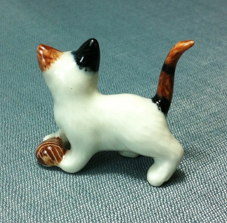 Miniature Ceramic Cat Kitty Kitten Animal Cute Little Tiny Etsy