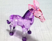 Hand Blown Glass Miniature Donkey Horse Pony Animal Transparent Purple Figurine Statue Decoration Collectible Small Craft Painted Figure