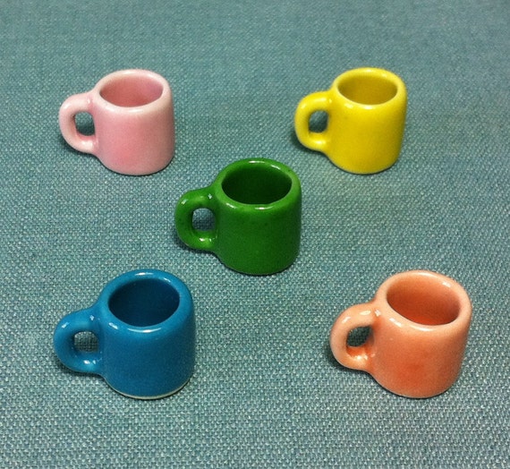 Mini Teacup Charm - Blue - Set of 5