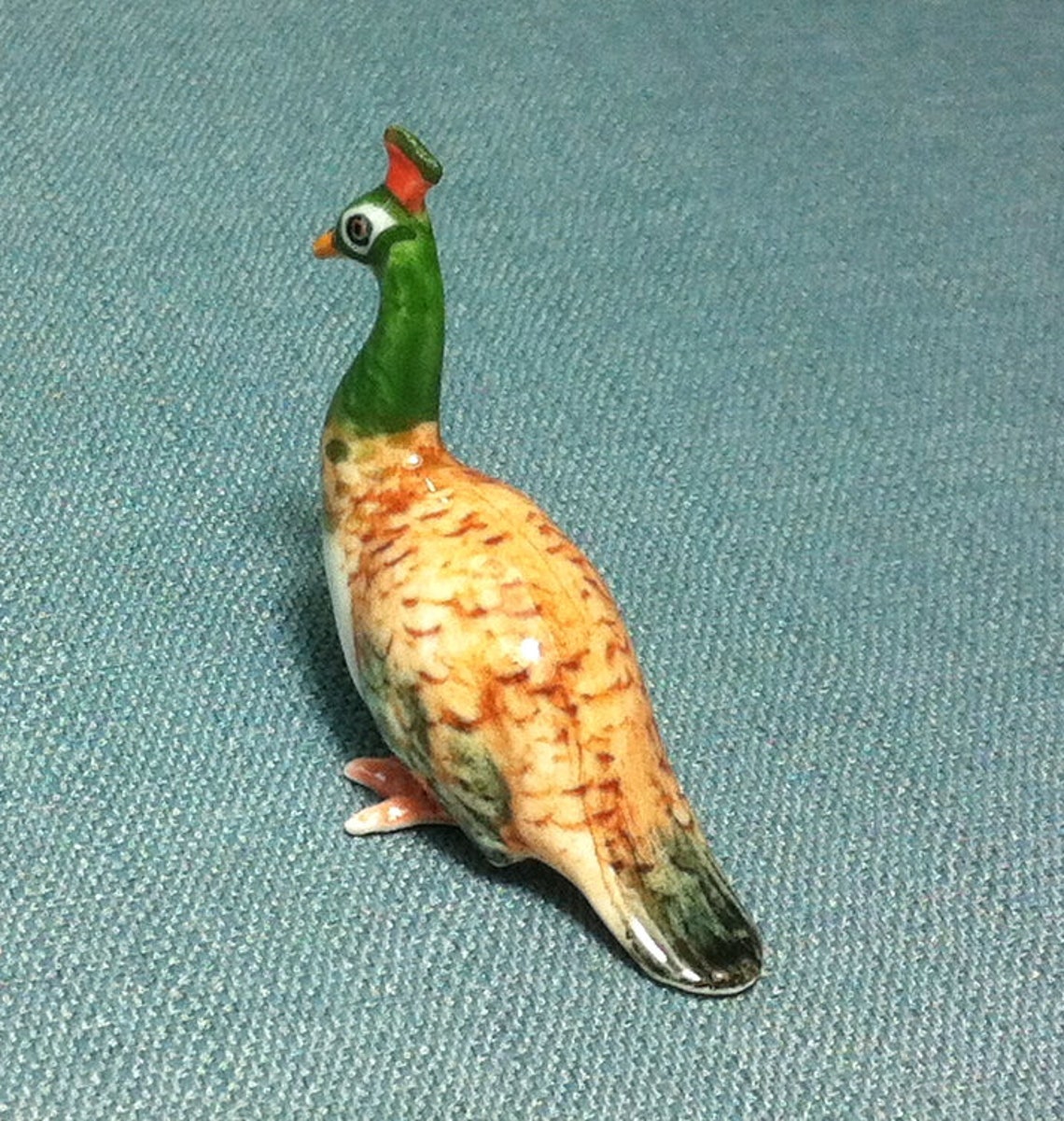Green & Yellow Peacock Wooden Miniature main image 1