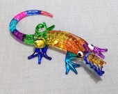 Hand Blown Glass Miniature Crocodile Alligator Reptile Animal Multicolor Figurine Statue Decoration Collectible Small Craft Painted Display