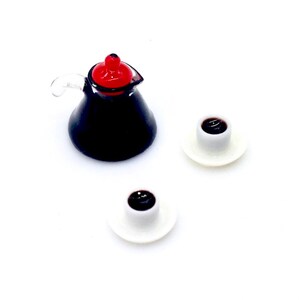 Coffee Pot 2 Cups Miniature Dollhouse Small Accessory Plastic Supply Tiny Mini Expresso Display Diorama Hand Made Decoration Deco 1/12