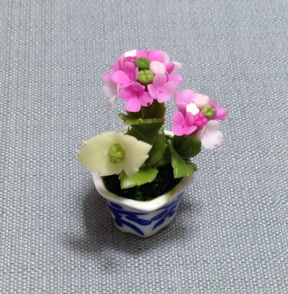 Purple Hydrangea Clay Flower Handmade Dollhouse Miniature Collectible Garden