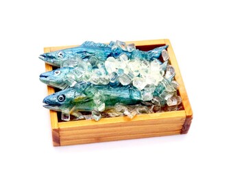 Melody Jane Puppenhaus – Miniatur Fisch Alaska Auf Eis In Kiste, 1:12 Maßstab, Marktstand Zubehör
