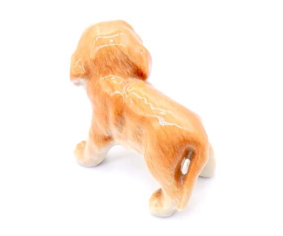 Miniature Ceramic Dog Pitbull Baby Puppy Pet Animal Little Orange
