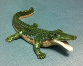 Miniature Ceramic Crocodile Alligator Reptile Animal Cute Little Tiny Small Green Brown Figurine Statue Decoration Collectible Hand Painted