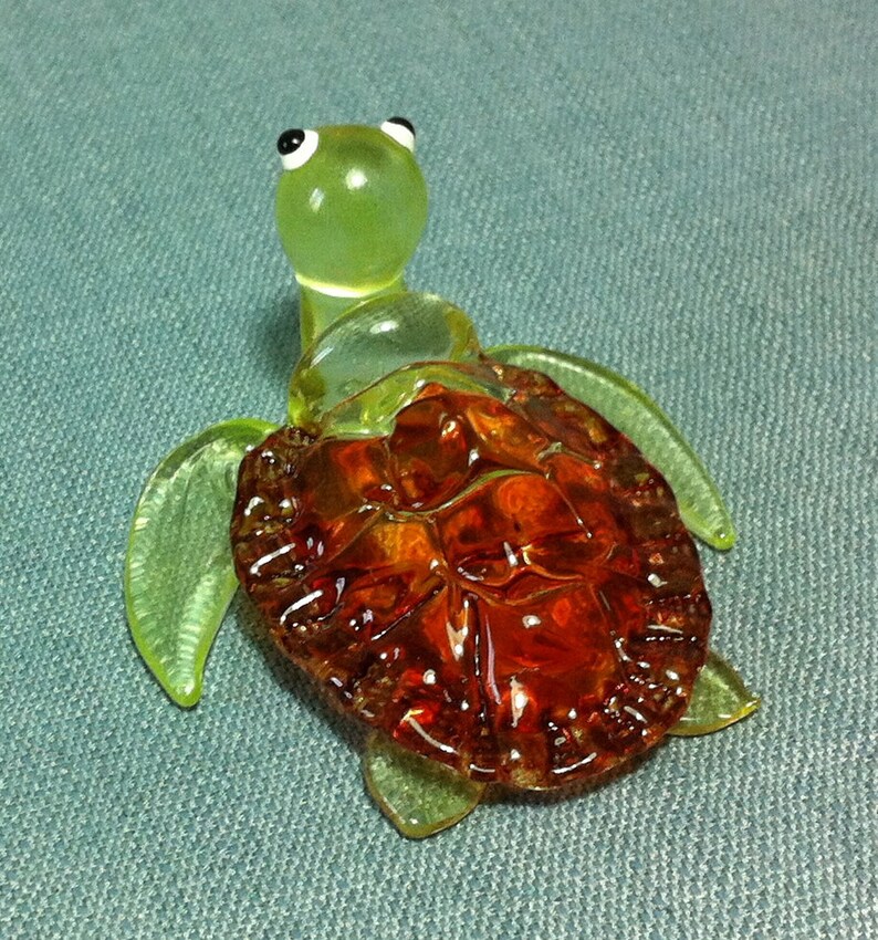 Hand Blown Glass Funny Tiny Turtle Reptile Sea Animal Cute | Etsy