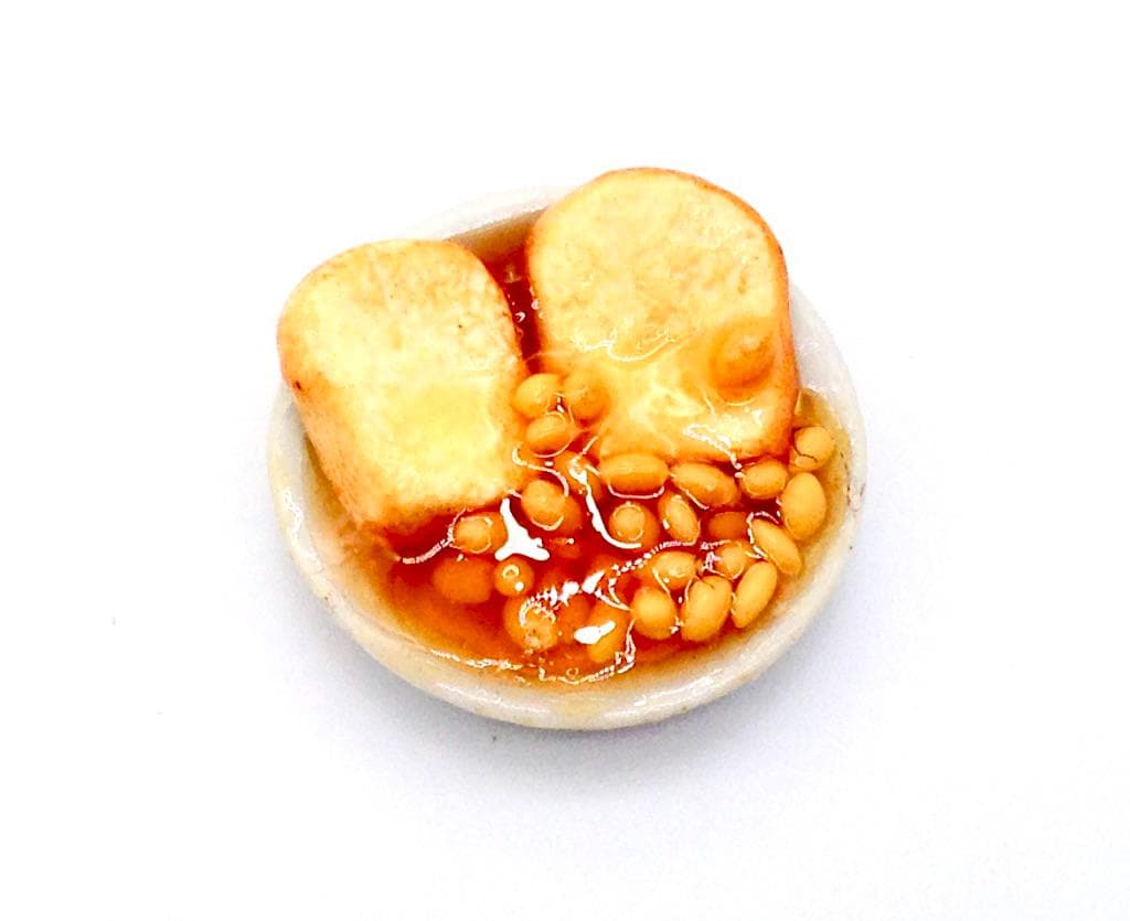 Miniature Dollhouse Breakfast Plate Beans and Toast Breads Clay Polymer ...