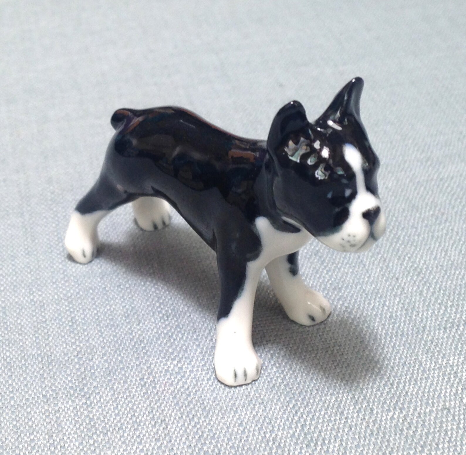 Miniature Ceramic Boston Terrier Dog Animal Cute Little Tiny Etsy