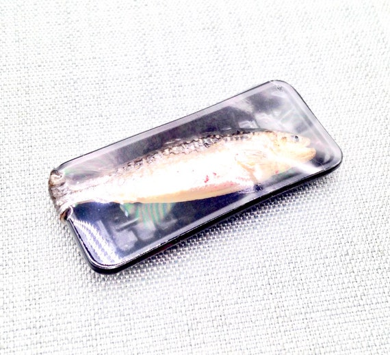 Miniature Dollhouse Grey Fish Tray Container Clay Polymer Food