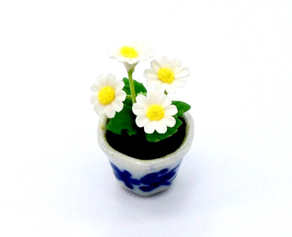 人工ミニチュアドールハウス用花植物デイジー白緑粘土ポリマーFimo