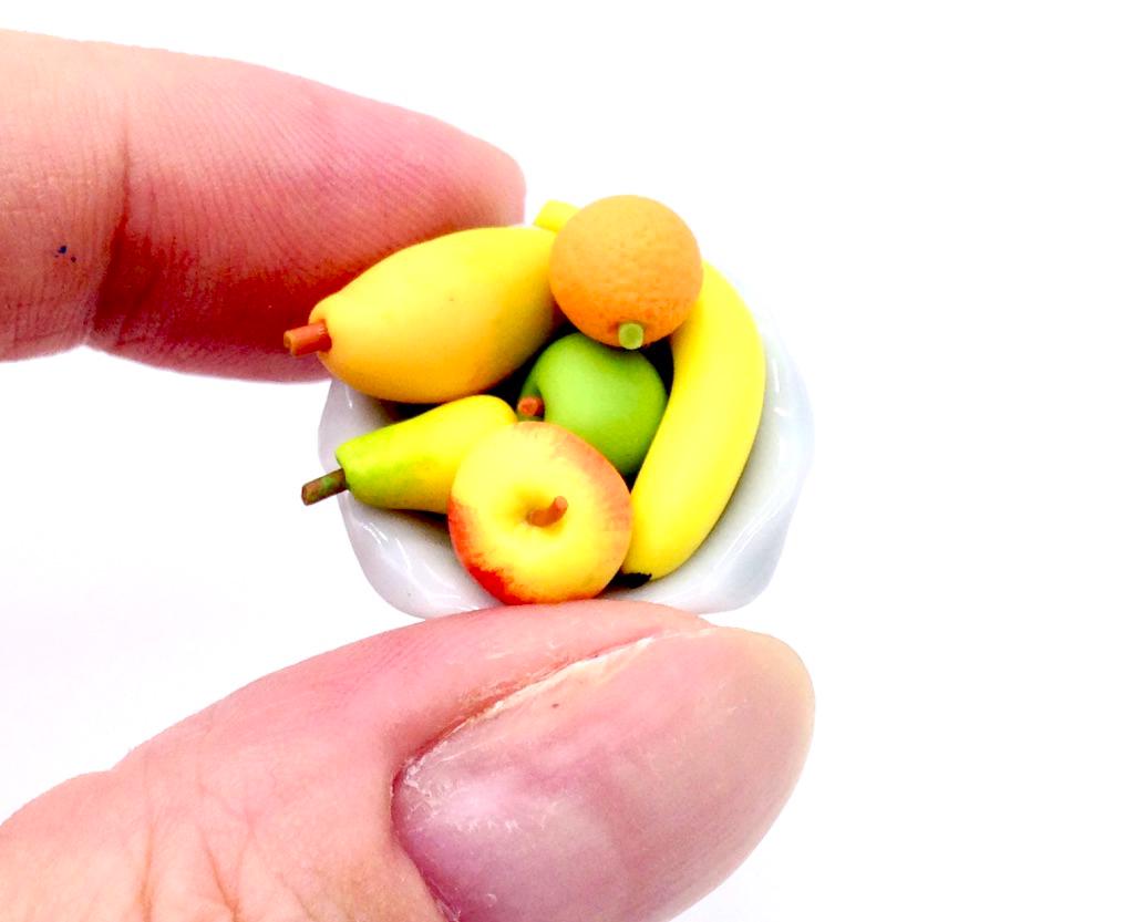 Assiette Céramique Miniature Fait Main 1/6 – Plat à Fruits Pour Maison De Poupée – Cuisine Collection