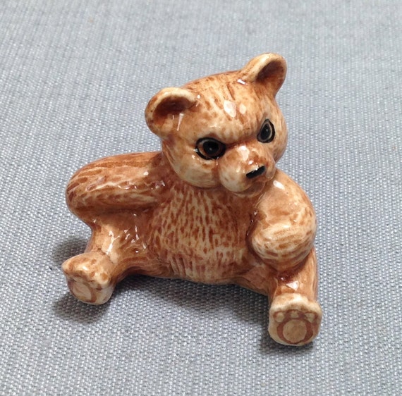 Miniature Ceramic Teddy Bear Baby Funny Animal Cute Little | Etsy