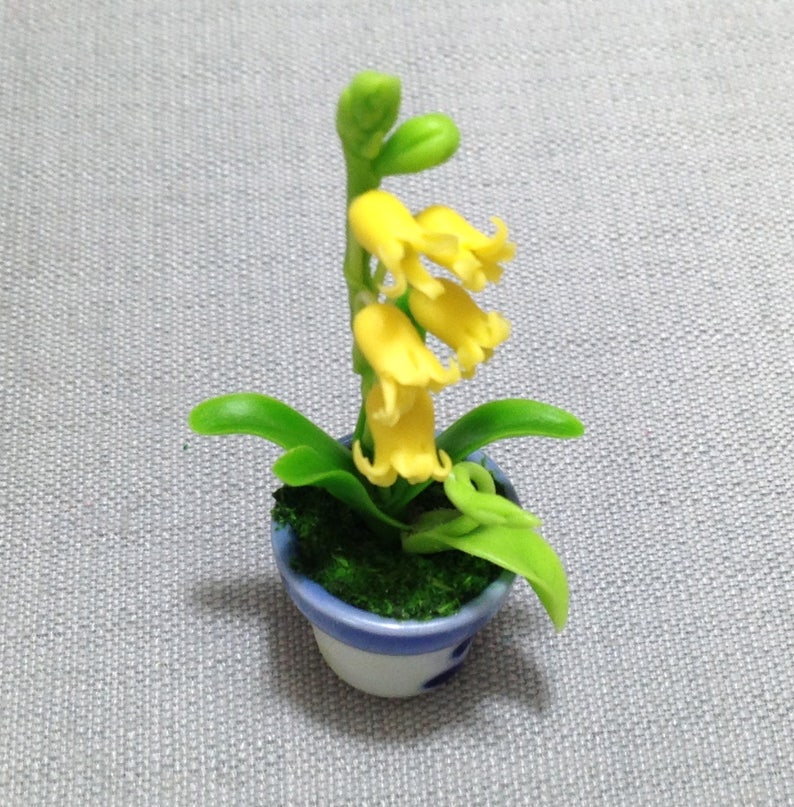Miniature Dollhouse Flower Max 78% OFF Plant Lily Clay Yellow of the Valley Choice