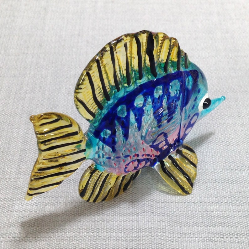 Hand Blown Glass Exotic Fish Sea Animal Cute Blue Yellow Pink | Etsy