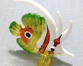 Hand Blown Glass Exotic Fish Sea Miniature Animal Cute Yellow Orange Green White Figure Statue Decoration Collectible Small Craft Painted