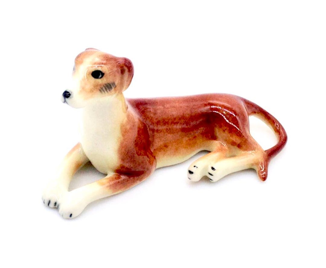 ミニチュア セラミック 犬 グレイハウンド 横たわる動物 かわいい