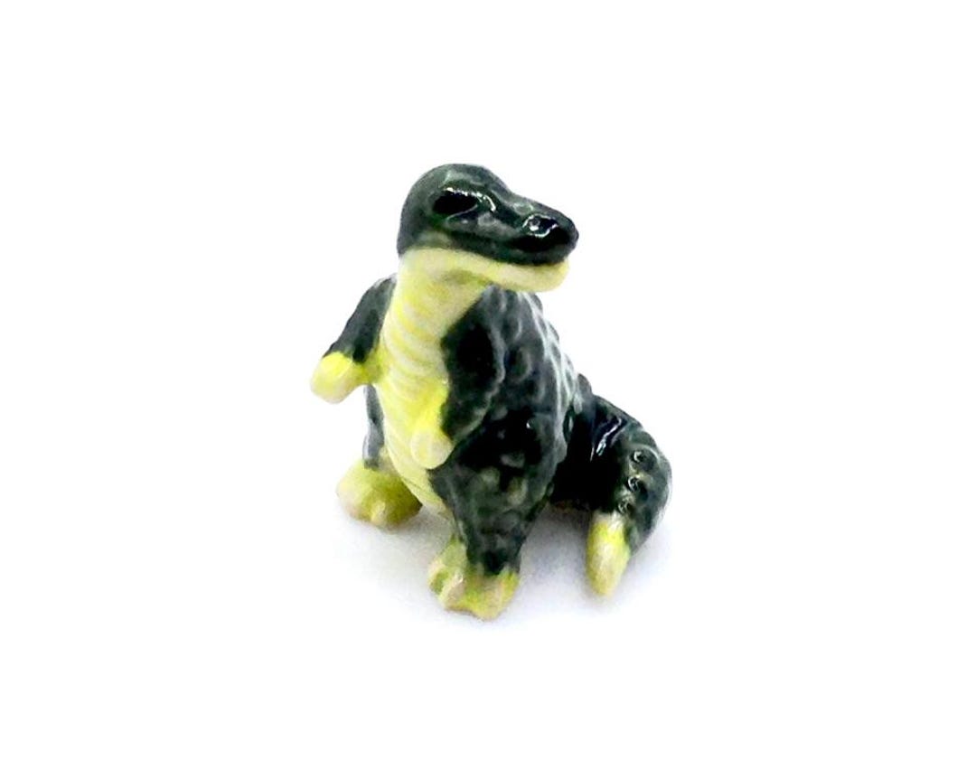 Miniature Ceramic Dinosaur Dino Mini Jurassic Animal Green Yellow