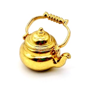 Teapot Miniature Dollhouse Metal Lid Supply Small Kitchen Accessory Tool Utensil Tea Coffee Pot Display Decoration Supplies Jewelry 1/12