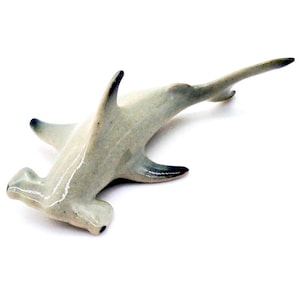 Miniature Ceramic Hammerhead Shark Fish Sea Animal Cute Little Grey Figurine Tiny Statue Small Decoration Hand Painted Collectible Figure