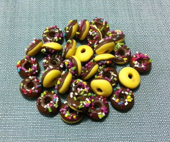 20 Loose White Chocolate Donuts Dollhouse Miniatures Food Bakery Deco