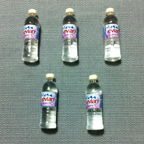 5 Miniature Mineral Water Bottles Set Plastic Drinks Refreshment Bottle Cute Little Tiny Small Dollhouse Supply Food Drink Jewelry Deco 1/12