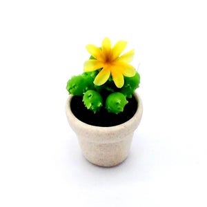 Artificial Miniature Dollhouse Cactus Plant Flowers Tree Green Clay Polymer Fimo Garden Flower Hand Made Supplies Ceramic Pot Decor 1/12