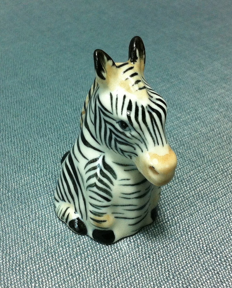 Miniature Ceramic Thimble Zebra Horse Animal Cute Little Tiny Etsy