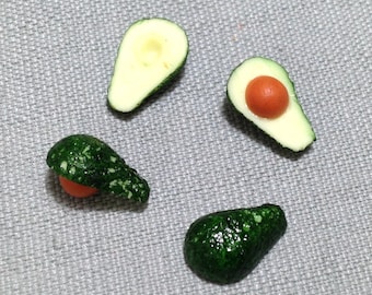 20 Miniature Dollhouse Half Cut Avocado Fruit Clay Polymer Fruits Vegetables Veggies Supply Cute Little Tiny Small Green Food Jewelry 1/12