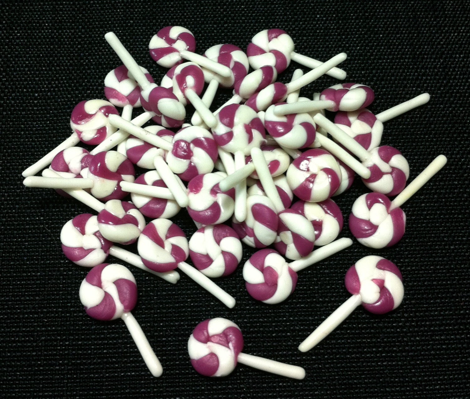 20 Miniature Lollipops Clay Polymer Purple White Round Candy Etsy