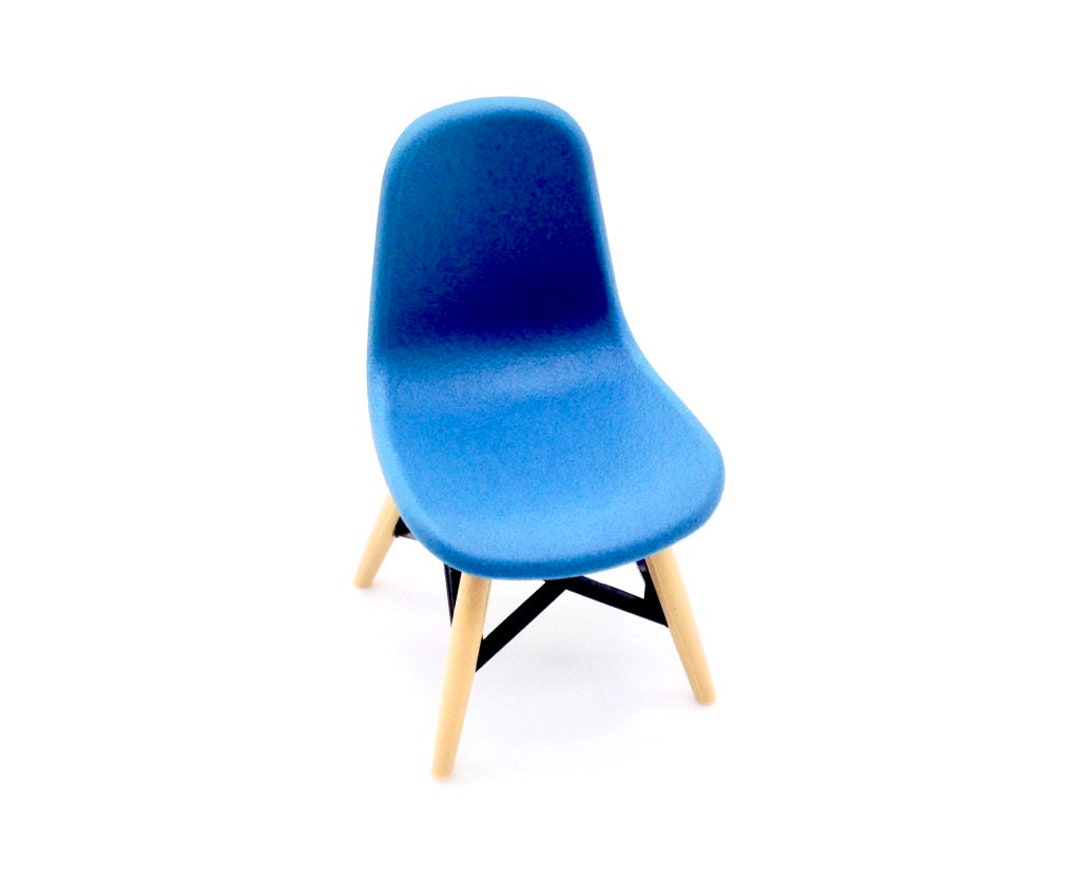 Shell Chair Blue Miniature Dollhouse Shell Chair Dark Blue Plastic Accessory Tiny ...