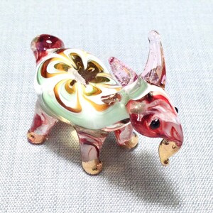 Hand Blown Glass Miniature Funny Goat Farm Animal Cute Green Red Yellow Gold Figurine Statue Decoration Collectible Small Craft Painted Deco