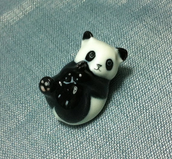 Miniature Ceramic Panda Baby Bear Animal Cute Little Tiny Etsy