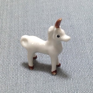 Miniature Ceramic Unicorn Horse Animal Cute Little White Brown Figurine Tiny Statue Small Decoration Hand Painted Craft Collectible Figure