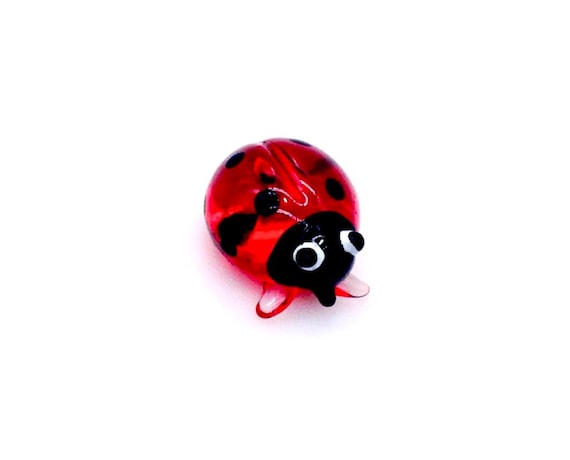 ミニチュア手吹きガラスてんとう虫テントウムシ小さな昆虫動物赤黒の