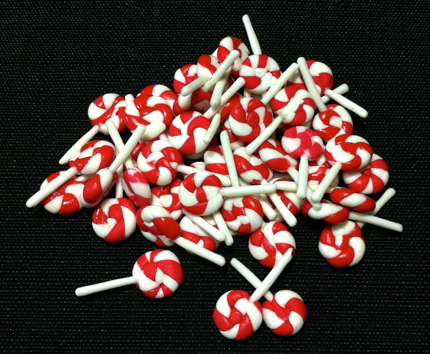20 Miniature Lollipops Clay Polymer Red White Round Candy Etsy