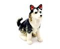 Miniature Ceramic Siberian Husky Sit Dog Animal Cute White Grey Black Figurine Small Statue Tiny Decoration Collectible Hand Painted Figure product logo