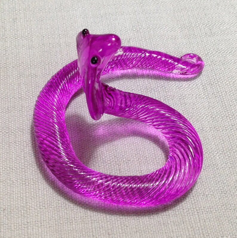 Hand Blown Glass King Cobra Snake Reptile Animal Pink | Etsy