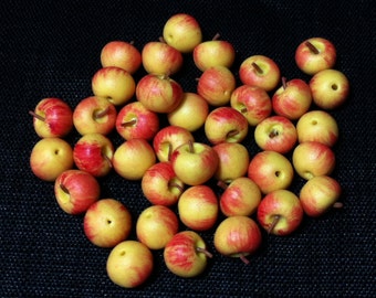 20 Miniature Dollhouse Gara Apples Tiny Fruit Clay Polymer Small Fruits Supplies Little Apple Red Yellow Hand Made Food Jewelry 1/12