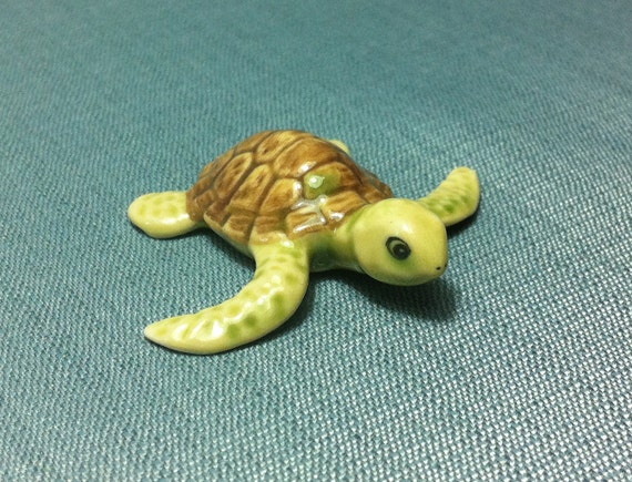 Miniature Ceramic Turtle Baby Reptile Sea Animal Cute Little Etsy